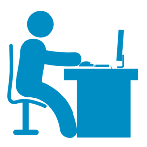 man office desk computer facing right